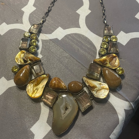 Elegant Silver and Gold Statement Necklace - Picture 2 of 3